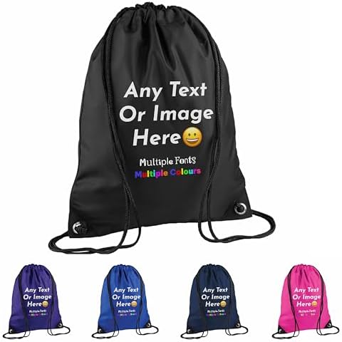 Black Customizable Personalised Drawstring Bag Cover