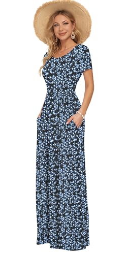 Image of AUSELILY Women's Classic Short Sleeve Loose Plain Casual Long Maxi Dresses for Women 2026