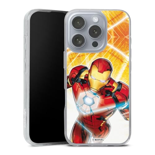 Custodia di compatibile con Apple iPhone 16 Pro trasparente Cover per smartphone Iron Man Marvel Fuoco silicone
