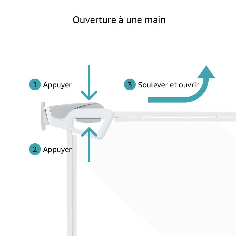unipaws Barrière Transparente pour Chiens et Chats sans Barre au Sol, Ouverture Double Sens à Une Main, Usage intérieur/extérieur, pour Portes et escaliers, réglable 71–110 cm, Hauteur 76 cm