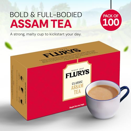 Image of Flurys Classic Assam 100 Teabags | Bold & Full-Bodied Black Tea from Assam | Rich Aroma & Strong Flavour (Pack of 3)