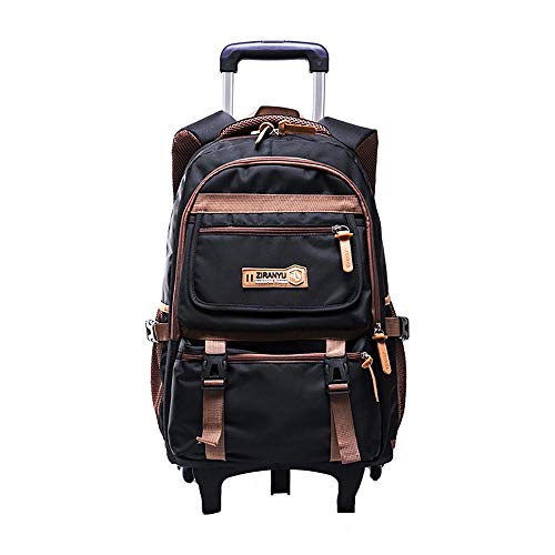 GWBI Trolley Rucksack Schulrucksack Trolley Schultrolley 6 Räder Schulranzen Mädchen Groß Trolley Schultasche Wasserdichter Rucksack mit Rollen für Mädchens Teenager und Kinder black