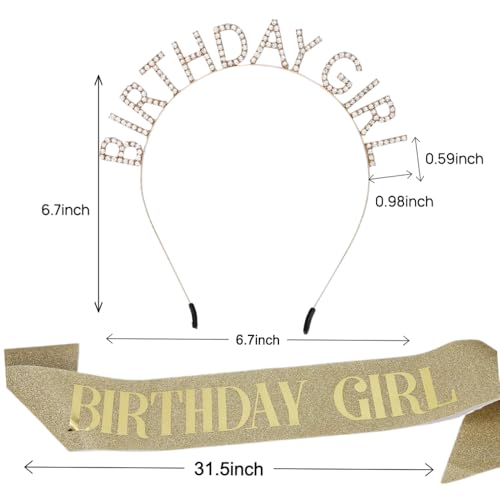Image of Birthday Girl Crown & Sash & Sunglass for Women Girl, Headband for Princess Happy Birthday Party Decorations Favors
