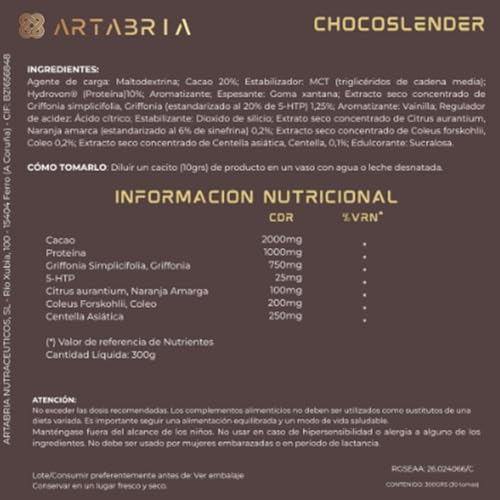 Evita los antojos con cacao funcional ARTABRIA CHOCOSLENDER fórmula saciante con naranja amarga 2