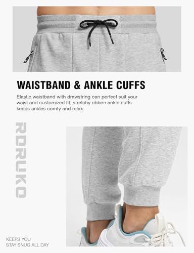Image of Rdruko Men's Fleece Joggers Pants Winter Warm Sweatpants with Zipper Pockets Athletic Running Gym Workout