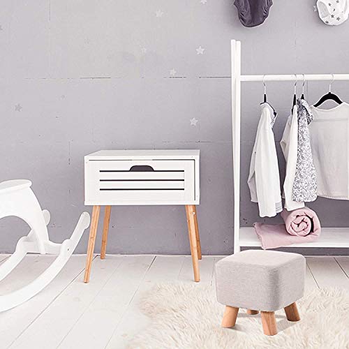 Tabouret pouf en bois beige idéal pour salon et chambre