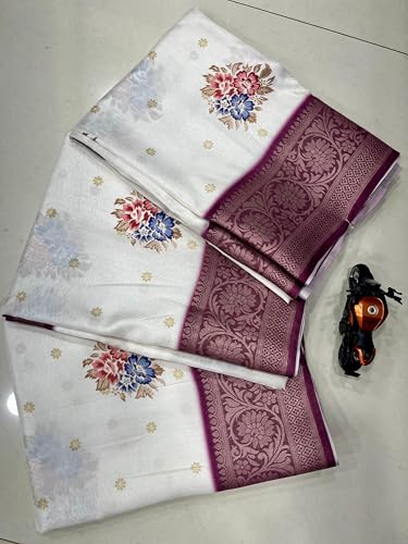 Image of Kashmiri Print Tussar Silk Saree for Women with Unstitched Blouse Piece for All Occasions