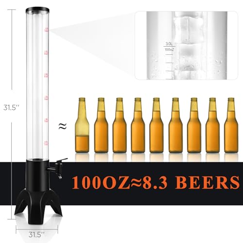 COSYOO 3PCS Drink Tower, 3L Mimosa Tower Dispenser With Ice Tube and Led Light, Tabletop Beer Dispenser 3.17 Qt./100oz, Ideal for Parties Bars Pubs Restaurants by COSYOO - Image 3