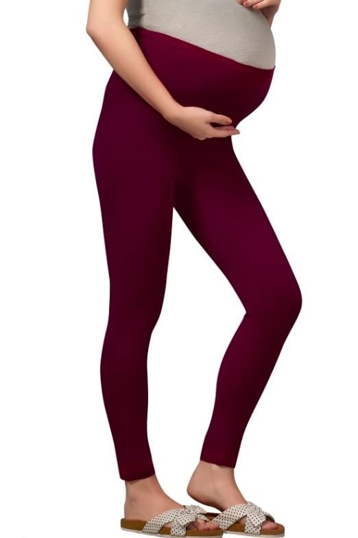 Image of Women's Cotton Lycra Over The Belly Maternity Leggings for Pregnant Women for Pre & Post Pregnancy