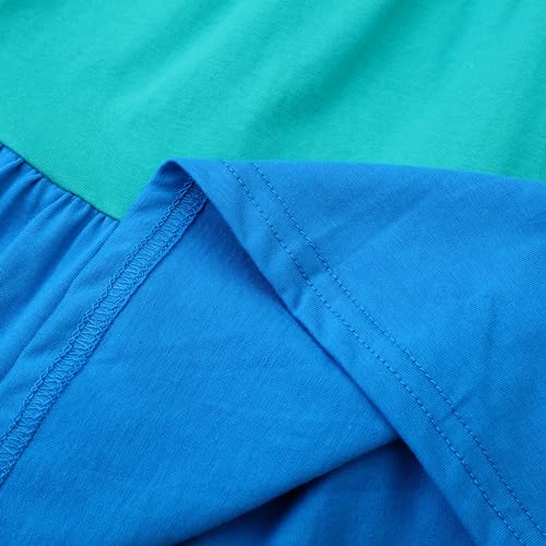 Image of Girl Long Sleeve Dress Ruffle Rainbow Color Block Cotton Casual Tiered Pleated Twirly Dress