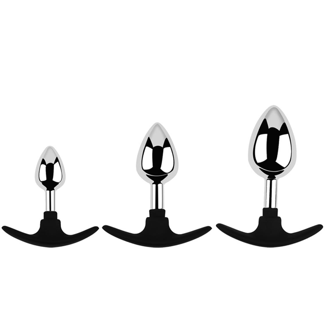 Replaceable Silicone Base Metal Anal Plugs, Wearable Going Out Portable Anal Butt Plug Classic Anal Stimulation Anal Sex Toy for Adult Women Men Beginner (T-Base, SML Set)