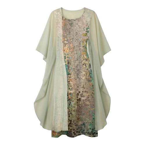 Vestido de gasa para mujer conjunto dos piezas floral casual elegante boda 2