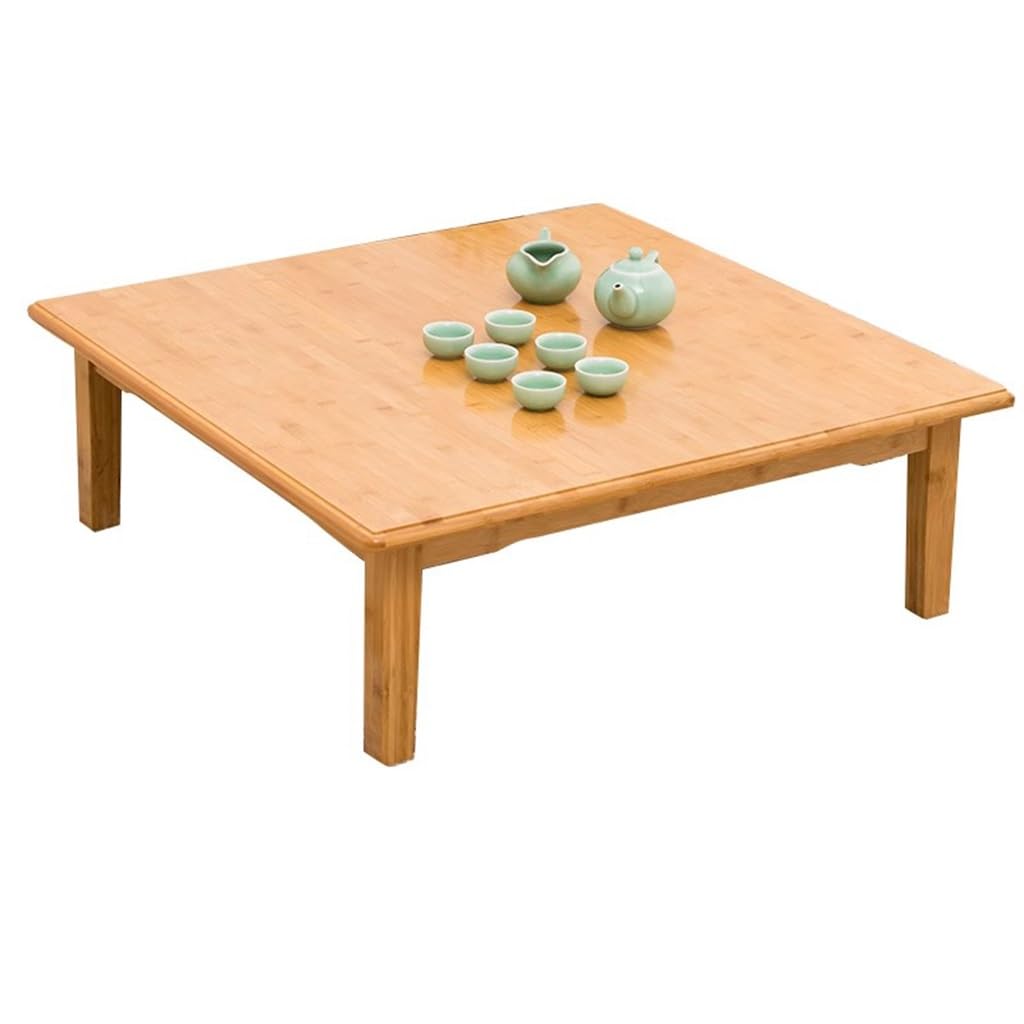 Table basse carrée en bambou style japonais meuble de méditation noble 70cm