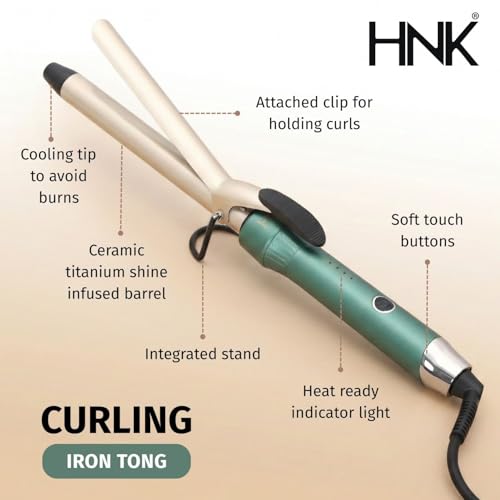 Image of HNK Professional Green EMERALD 28MM Hair Curler with Digital Temperature Control - Fast 15 Sec Heat Up | Instant Heat Recovery | Soft Touch Grip | 3m Swivel Cord | Available in 8 Barrel Sizes (9mm-32mm)