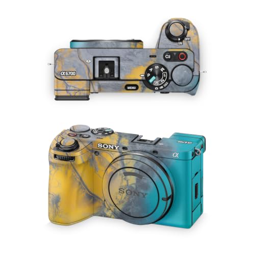 Image of Camera Skin Compatible with Sony A6700 Mirrorless Camera (2023) - Yellow Spill - Premium 3M Vinyl Protective Wrap Decal Cover - Easy to Apply | Crafted in the USA by MightySkins