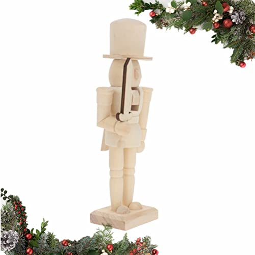 FOMIYES Unfinished Nutcracker Figures Toys for Kids Painted DIY Craft, Wooden Nutcracker Soldier Adornment, Christmas Unpainted Wooden Nutcracker 8in Graffiti Adornment