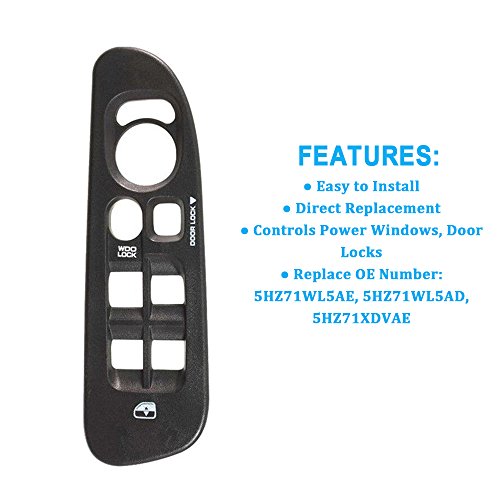 Window Switch Bezel For 2002-2010 Dodge Ram 1500 2500 3500 Quad Cab, Replace Oe 5Hz71Wl5Ae 5Hz71Wl5Ad 5Hz71Xdvae, Driver Side Window Door Switch Cover Panel Bezel Trim (Black) #TOP1