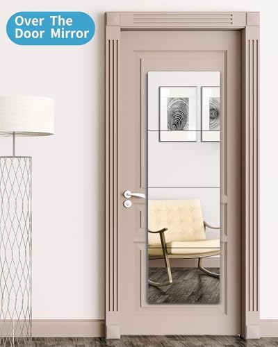 Image of Shatterproof Wall Mirror Full Length for Bedroom, Acrylic Gym Mirrors For Home, Extra Thick: 0.12 inch, 14 x 14 inch x 4 Pcs, Workout Mirrors Safe for Kids, Over The Door, Long Wall Mounted