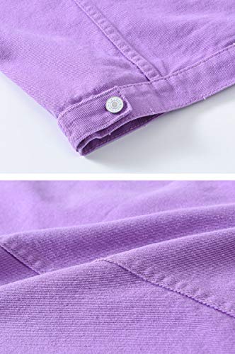 Image of ebossy Men's Ripped Distressed Denim Vest Sleeveless Button Up Jean Vest Jacket (X-Small, Purple)
