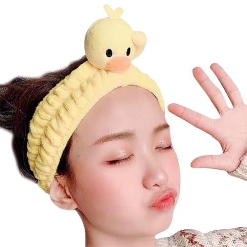 ヘアバンド アヒル 柔らかい カチューシャ 化粧 メイク 洗顔 まとめ髪 お風呂 太め ターバ バンド 女の子 ふわふわ イエロー