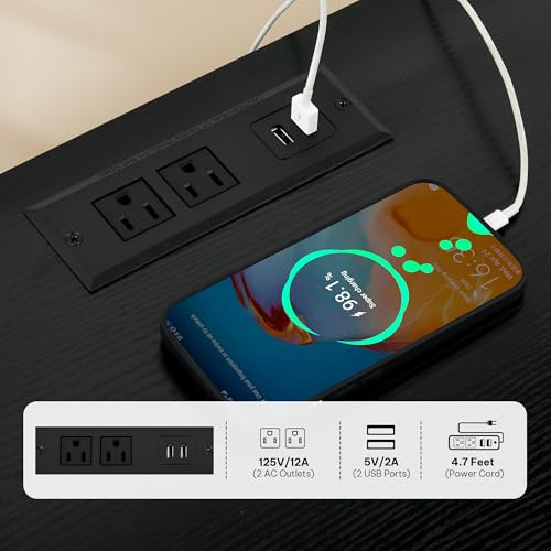 DWVO Mini Fridge Stand with Trash Can Storage Kitchen Bakers Rack with Power Outlets Freestadning Coffee Bar Cabinet 3-Tiers Coffee Stand Station for Kitchen Dining Room Living Room Office Black