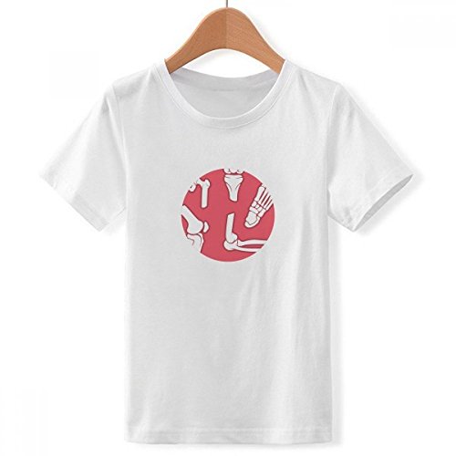 T-Shirt Blanc pour Les Garcons avec Illustration Squelette Rouge DIYthinker