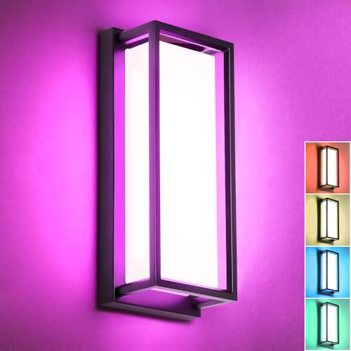 Image of SHIMR Outdoor Wall Lights, Porch Lights RGBCW Outdoor Light Fixture, Color Changing Exterior Sconce Waterproof Antirust [ETL Listed]