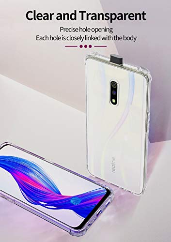 Image of WOW IMAGINE Flexible Shockproof Crystal Clear TPU Back Cover Case Full Protection with Cushioned Edges Clear TPU Back Case Cover for Realme X - Transparent