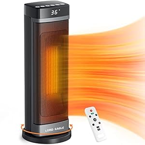 Lord Eagle 2000 W ventilatorkachel, 3 modi, keramische elektrische verwarming, oververhittingsbeveiliging, energiebesparend, stil, 1-9 uur timing kamerthermostaat voor binnen op kantoor en in de slaapkamer, ECO-modus, zwart