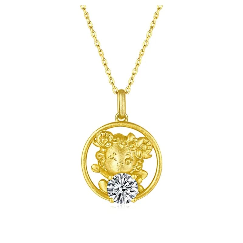 Moissanite 1 ct collier mouton chinois argent 925 anti-ternissement femme