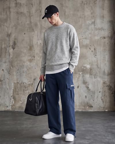 Image of Men's Cargo Sweatpants Casual Fleece Joggers Loose Fit Open Bottom Athletic Pants for Men with Pockets