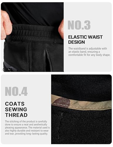 Image of FREE SOLDIER Men's Outdoor Softshell Fleece Lined Cargo Pants Snow Ski Hiking Pants with Belt
