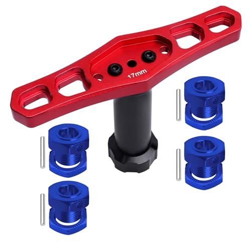 FriHobby RC 17mm Wheel Wrench with 17mm Wheel Hex Adapter Nuts Set for 1/8 Monster Truck Off Road Buggy
