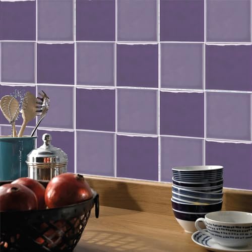 LMYSXAOZ Adhesivos para Azulejos de Lujo Ligero Color púrpura, autoadhesivos de PVC para Paredes, Suelos y cocinas, Resistentes al Agua, 15x15cm/30 Unidades.
