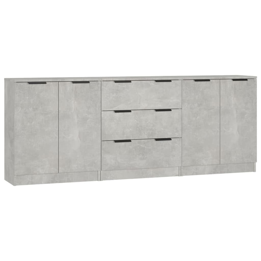 vidaXL Buffets 3 pcs Armoires de Rangement Organisateurs de Maison Meubles de Rangement Armoires de Salon Intérieur Gris Béton Bois d'Ingénierie