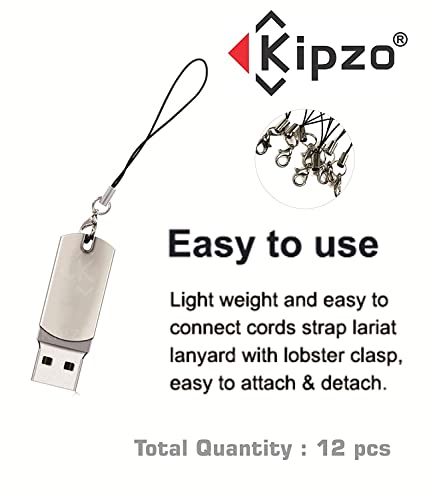 Image of Pack of 12 pcs Phone Strap Charm lobster clasp for phone Cover keyring Pendrive Badge Holders Charm DIY Jewellery straps thread Ring with Hook round zip carry pouch