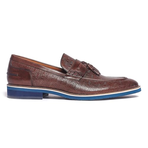 Carlos Santana Slip-on Leather Garcia Tassel Loafers for Men | 100% Leather Fabric | Cushioned Footbed | with Embossed Print on The Calfskin Leather2
