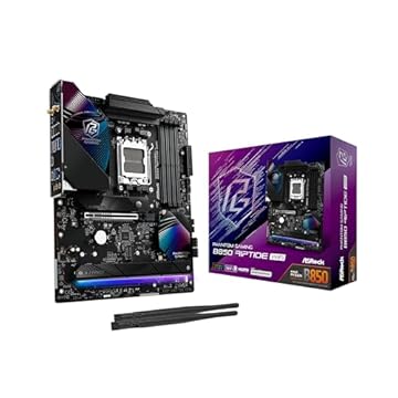 ASRock AMD B850 Phantom Gaming Riptide WiFi 7 soquetes AM5 Ryzen 9000/8000/7000 Series DDR5 8000+ (OC) MHz 256GB ATX Placa-mãe M.2 SATA3 6.0 Gb/s PCIe 5.0