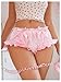 SOLY HUX Women's Satin Underwear Brief Panty Floral Embroidery Bow Ruffle Trim Panties Solid Pink X-Large