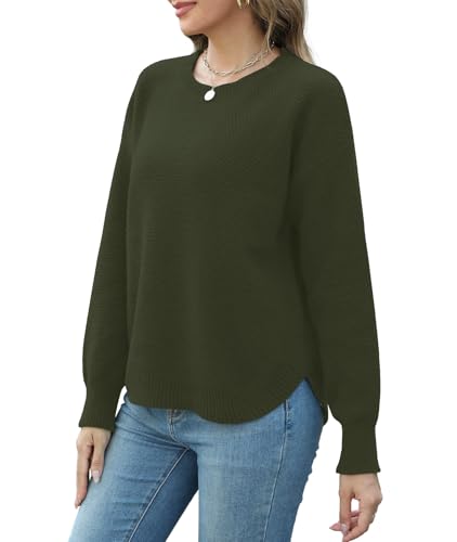 Womens Sweaters Fall Fashion Long Sleeve Knit Tops Crewneck Sweatshirts2