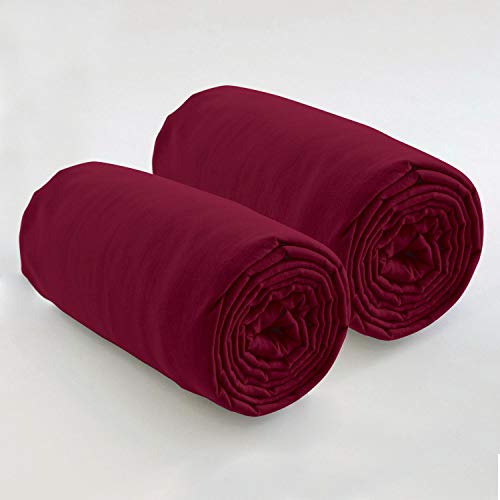 Les Ateliers du Linge - Lot de 2 draps Housses 80x200 cm - Tissu Lavable 100% Coton - Couleur Unie Cover