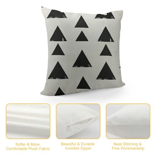 Glidax White Pillow Covers With Black Triangles Print Boho Aztec Blend Square Decorative Throw Pillow Covers For Sofa Couch Bed Decor,Multi-Size White thumb #3