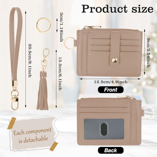 Image of KNGITRYI Small Wristlet Wallets for Women RFID Credit Card Holder Wallet Keychain Wristlet Wallet Credit Card Wallets for Women (Khaki)