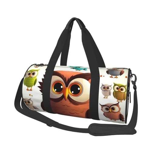 Sac léger hibou en toile noire au format unique pour sport