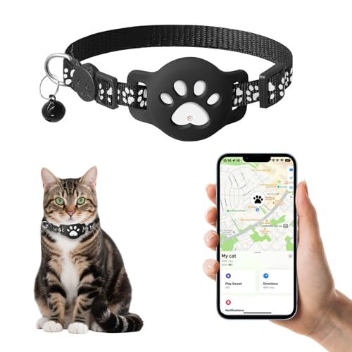 Rastreador inteligente Bluetooth para Android, certificado para su uso con Google Find My, etiqueta GPS negra para gatos, perros, llaves, equipaje y más, localizador de mascotas, sin suscripción