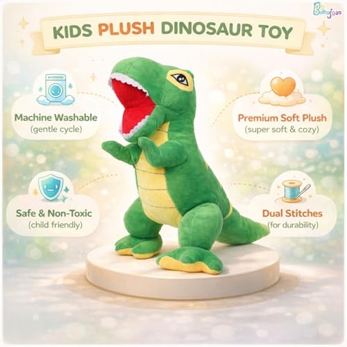 Image of Trax Dinosaur Soft Toy Cartoon Blue Plush Stuffed Animal| Baby Plush Toy Stuff Toy| Cute Cuddly Dino Teddy for Kids and Babies | Huggable Soft Toy Birthday Gift for Boys and Girls Kids (35CM)