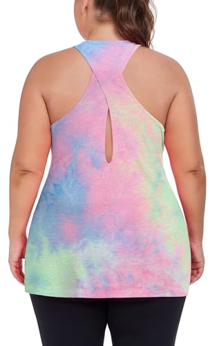 Image of ForHailey Women's Plus Size Cross Back Workout Tank Tops Athletic Shirts