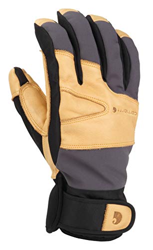 Carhartt Men's Winter Dex Cow Grain Leather Trim Glove, Dark Grey/Brown, XX-Large