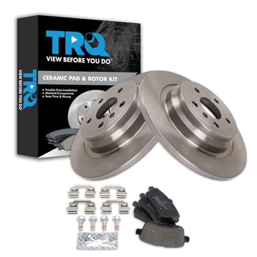 Image of TRQ Rear Brake Pad and Rotor Set Semi Metallic Compatible with 2016 GLE300d 2016-2018 GLE350 2015 ML250 2012 ML350