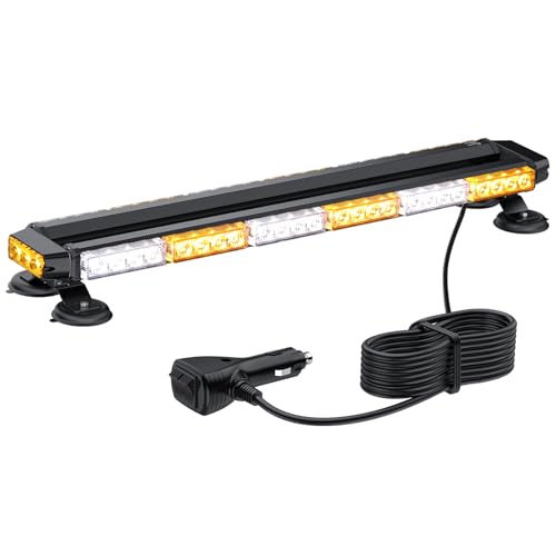 Justech 54LED Luz estroboscópica Coche,54W Barra Luz de Emergencia,27 Modos Flash,IP65 Impermeable,Base Magnética,12 V/24 V Luz de advertencia Ámbar con 5M Cable para Coche Camión Remolque